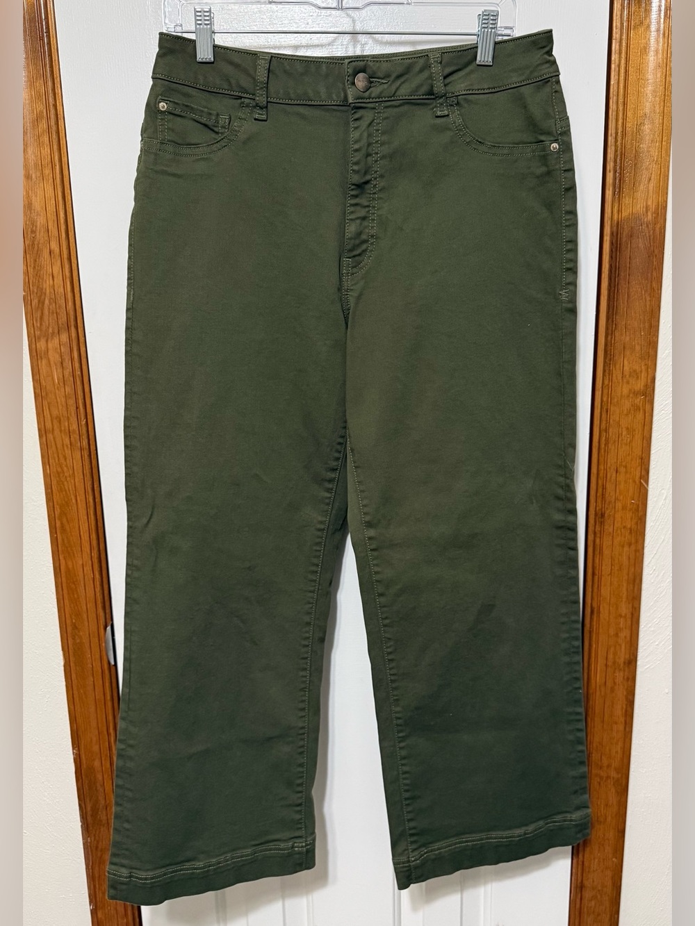 Warp + Weft ICN High Waist Crop Wide Leg Jeans Olive Green|Size 31